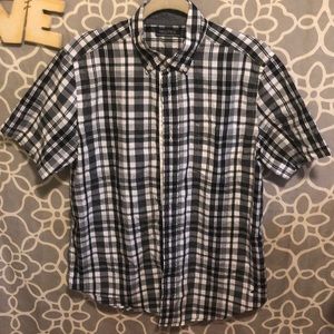 🖤NAUTICA short-sleeve dress shirt black and white